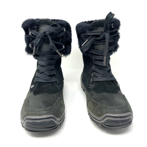 PAJAR Abbie Black Leather Cold Weather Fur Cuff Boots Size 7.5/ 38 - Picture 5 of 13